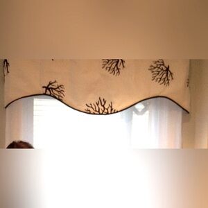 5 white with black coral valances 52” wide each